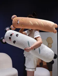 Langes Plueschkoerperkissen Broetchen Bär weiches Schlafkissen 80cm 100cm gemuetlich
