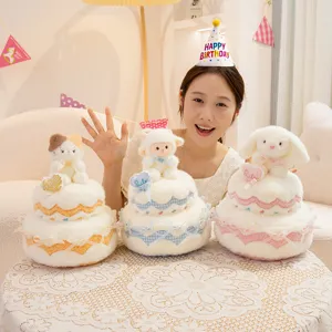 Peluche gateau d anniversaire double couche animal mignon jouet pour super cadeau enfant
