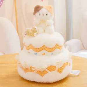 Mignon gâteau d'anniversaire en peluche douce poupée chat jouet cadeau pour fille enfant