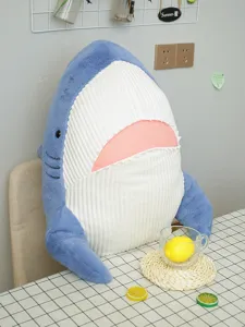 Large ocean shark plush toy, soft stuffed animal pillow for kids, cute birthday gift doll.