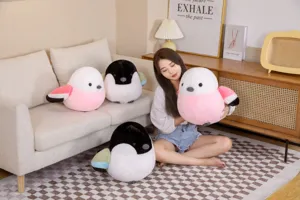 Cute round bird plush toy fluffy sparrow doll soft stuffed pillow companion for kids and home decor