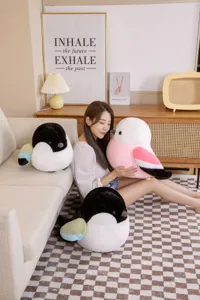 Soft fat bird plush toy pillow, cute stuffed animal doll for kids and home decor.