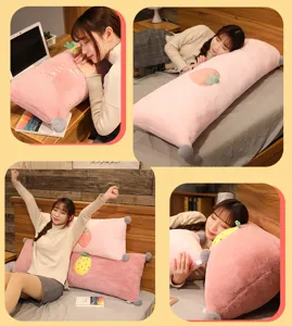 Cartoon fruit plush long pillow, soft body bolster and bed cushion for bedroom comfort.