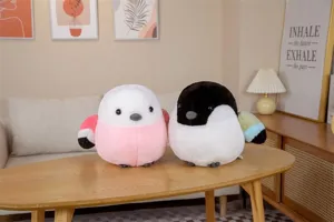 Cute fat bird plush toy soft sparrow doll fluffy animal pillow for kids and home decor detail shot