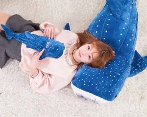 Whale shark plush toy detail view, cute stuffed animal giant pillow, soft hugging toy for girls.
