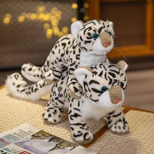 Peluche realista de leopardo de las nieves lindo muñeco de animal de peluche regalo de cumpleaños