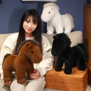 Cavallo di peluche morbido, simpatico giocattolo pony imbottito regalo per bambini e ragazzi.