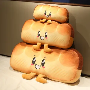 Cute plush bread pillow set soft toast cushion funny cartoon stuffed toy for bed decor