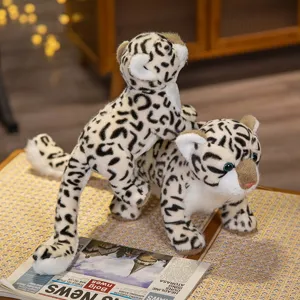 Bonito peluche de leopardo de las nieves, suave muñeco de peluche, regalo de cumpleaños ideal.