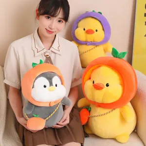 Süßes Frucht-Kapuze Plüschtier Ente Pinguin Puppe weiches Kuschelkissen Geburtstagsgeschenk