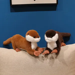 Niedliches realistisches liegendes Otter Plueschtier weiches Kuscheltier Kissen Geschenk