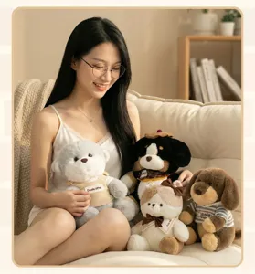 Cute plush toy set with adorable otter, puppy and kitty dolls wearing sweaters for kids.
