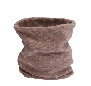 Cozy brown knitted neck warmer winter thermal windproof solid color snood scarf for adults