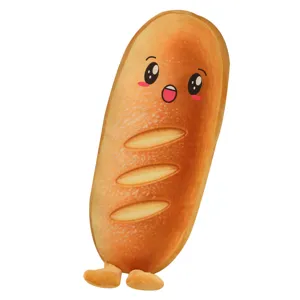 Cute bread plush pillow long cushion soft kawaii toast toy for sleeping and bedroom decor.