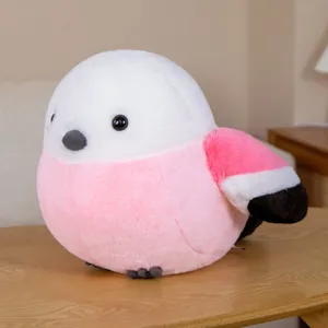 Cute fat bird plush toy round stuffed animal sparrow doll fluffy pillow for kids room decor