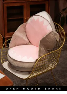 Cute plush shark mouth chair cushion warm thick seat pad for home office bedroom winter cozy
