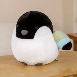Cute fat bird plush toy, soft sparrow doll plushie, adorable animal cushion pillow for kids.