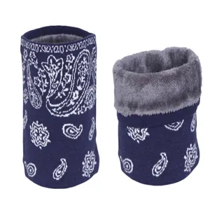 Tour de cou tricoté cache-col doublé polaire motif paisley chaud pour hiver doux