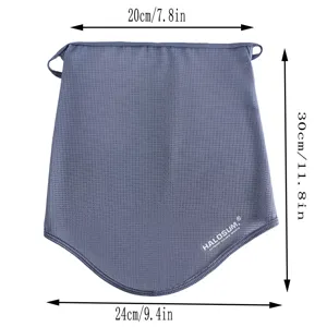 Breathable mesh sun protection face mask detail showing adjustable ear loops and sizes.
