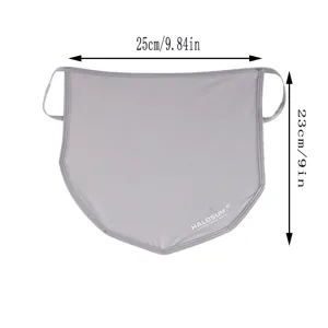 Ice silk sun protection face mask summer breathable hanging ear face shield gray 25x23cm