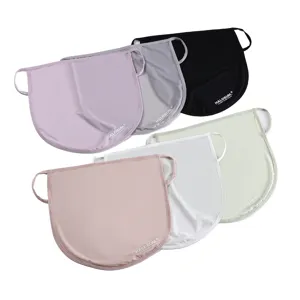 Close-up detail of breathable ice silk sun protection face masks in multiple colors with ear loops.