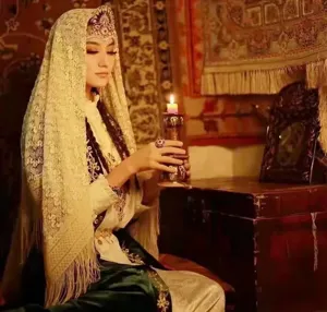 Ethnic Lace Headscarf Hollow Shawl Wedding Party Xinjiang Style Square Scarf Cape For Women