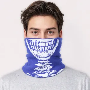 Winter warme gebreide nekwarmer met skelet tanden ontwerp, winddicht gezichtsmasker outdoor.