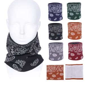 Tour de Cou Tricoté Thermique d'Hiver Motif Paisley Doublé Polaire Écharpe Coupe-Vent Pour Unisexe Extérieur