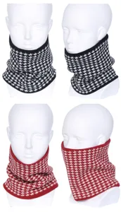 Hahnentritt Strick Halswärmer Winter dicker Fleece gefütterter Schlauchschal Damen Herren