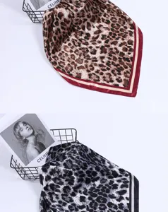 90x90cm Classic Leopard Print Silk Scarf Women Large Square Neckerchief Headscarf Detail View