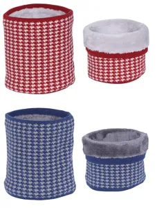 Hahnentritt Fleece gefütterter Strick Halswärmer, dicker doppelter warmer Winterschal Schlauch.