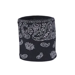 Tour de cou en tricot noir avec motif cachemire gris pour protection contre le froid