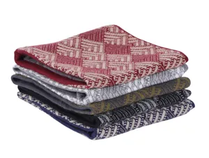 Knit fleece-lined neck warmer close-up, warm thermal winter scarf details and texture display.