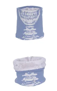 Winter gevoerde gebreide nekwarmer met schedel patroon en zachte pluche binnenvoering.