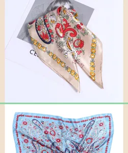 Paisley silk square scarf for women 90x90cm vintage neck scarf elegant hair wrap bandanna
