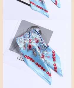 Elegant paisley print silk square scarf, 90x90cm vintage fashion head scarf for women.