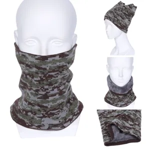 Winter thermal fleece-lined camo neck gaiter windproof outdoor cycling tactical warm scarf