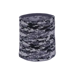 Winter warm knitted neck gaiter with fleece lining and digital camo pattern for outdoor sports.
