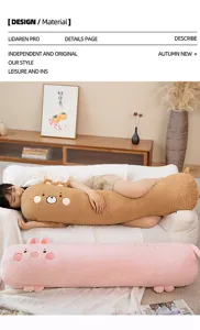 Schattig dier lang pluche lichaamskussen, zacht cartoon beer en varken slaapkussen voor comfort.