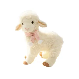 Cute simulation sheep plush toy fluffy lamb doll soft companion toy for kids gift