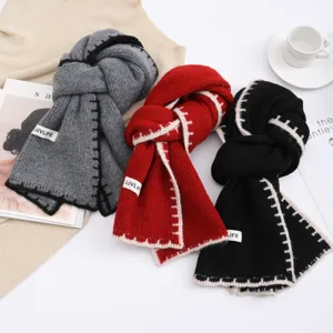 Women knit scarf winter warm fashion tassel neckerchief casual solid color cozy muffler style.