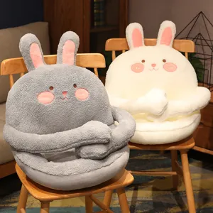 Cute plush rabbit seat cushion winter warm chair pad lazy sofa pad for cozy home bedroom decor