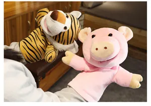 Cute animal plush hand puppets toy for kids early education, soft story telling glove doll.