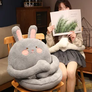 Cute rabbit plush chair cushion warm lazy sofa pad winter soft thick student seat pad