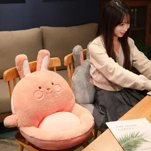 Cute rabbit plush chair cushion thick warm seat pad for students and office desk use