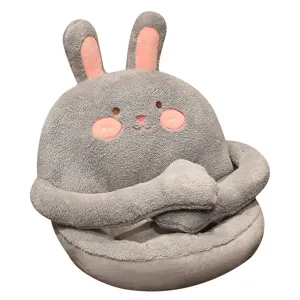 Cute rabbit plush chair cushion warm lazy sofa seat pad winter home office cozy soft pillow