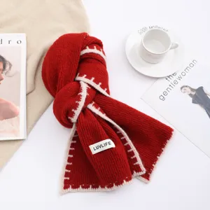 Red knitted scarf for women winter warm wool blend cozy stylish neck warmer fashion accessory daily wear