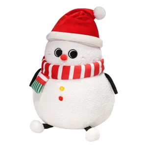 Niedlicher Weihnachts-Schneemann Plüschtier mit Weihnachtsmütze, weiches Urlaubsgeschenk.
