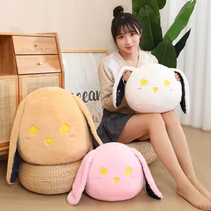 Oreiller en peluche de lapin étoilé mignon grand coussin de poupée douce pour fille