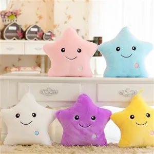 Suesse leuchtende Stern Pluesch Kissen, weiches LED Stofftier, buntes Kissen fuer Kinder Deko Geschenk